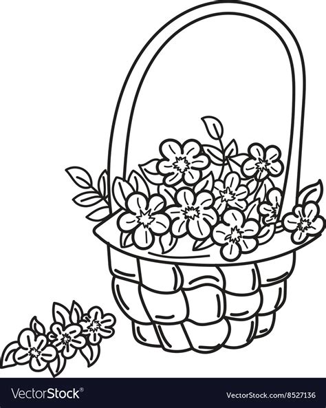 Basket with flowers Royalty Free Vector Image - VectorStock