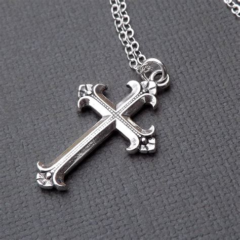 Sterling Silver Cross Necklace Medium Simple Cross Pendant