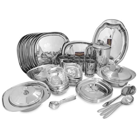 CROCKERY WALA AND COMPANY Laser Stainless Steel Dinner Set, 52 Piece, – Crockery Wala And ...