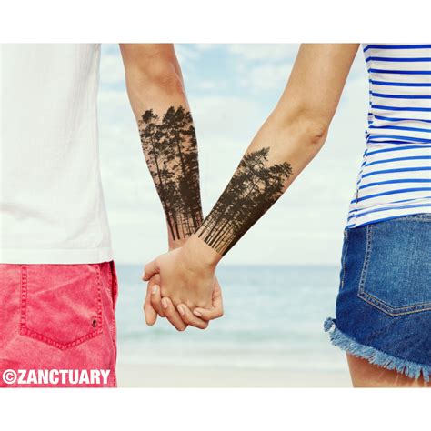 Tree Temporary Tattoo Sleeve for Lovers Fake Tattoo Sleeve Forearm Tattoo Pine Tree Tattoo for ...