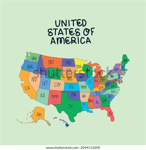 Colorful States Usa Map Stock Vector (Royalty Free) 2044112600 | Shutterstock