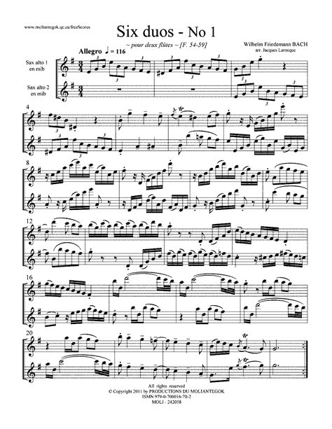 6 Sonatas for 2 Flutes, F.54-59 (Bach, Wilhelm Friedemann) - IMSLP: Free Sheet Music PDF Download