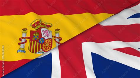 Flags of Spain and the United Kingdom - Split Spanish Flag and British ...