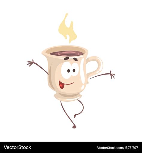 Cute cartoon cup of coffee with smiley face funny Vector Image