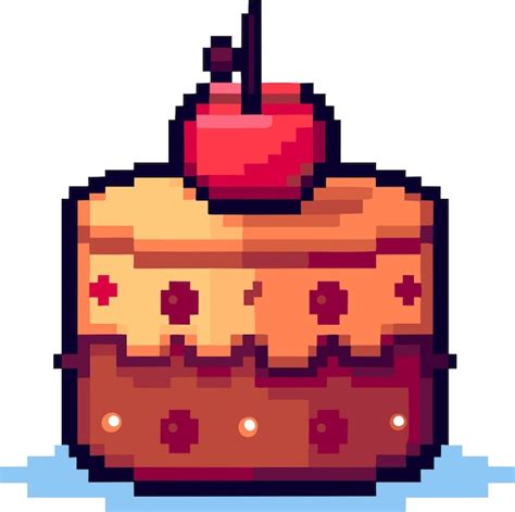 Premium Vector | Pixel art of a cake