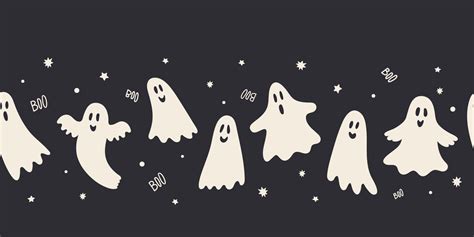 Fun ghosts seamless pattern, cute and spooky Halloween background ...