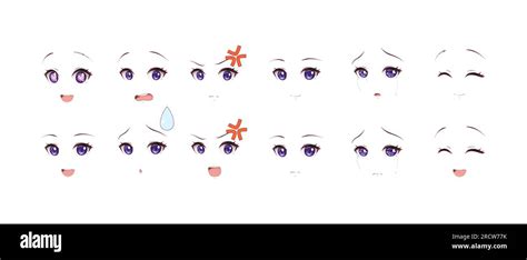 Anime manga expressions eyes set girl. Japanese cartoon style Stock Vector Image & Art - Alamy