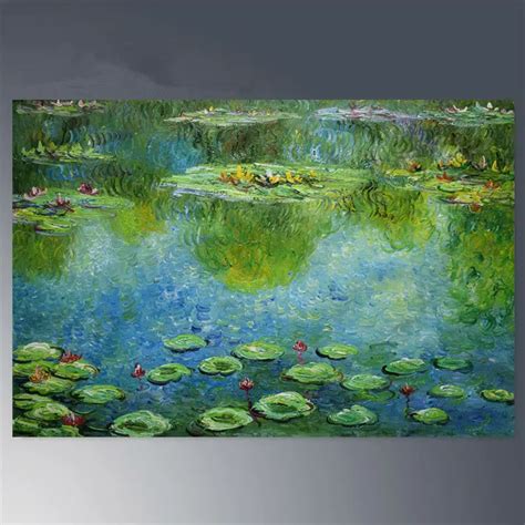 Hand painted Canvas oil paintings lotus flower Monet painting Abstract ...