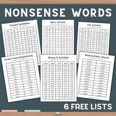 376+ Nonsense Words (Pseudowords) - 6 Free Lists - Literacy Learn