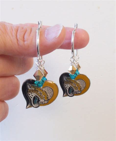 Jacksonville Jaguars Teal and Gold Crystal 23 Mm Hoop Earrings - Etsy