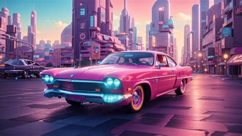 Premium AI Image | Retro Futurism on Wheels A Classic Car in a Colorful ...