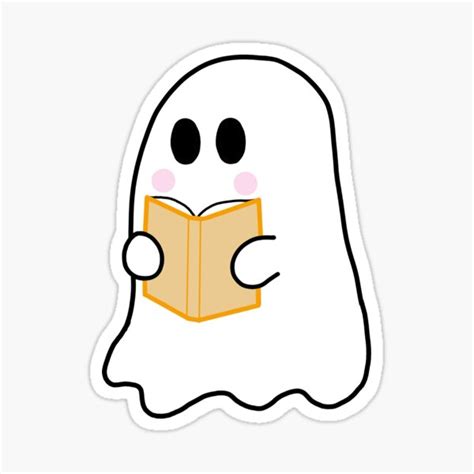 "Halloween Reading Ghost Orange Book" Sticker for Sale by 24hourlibrary ...