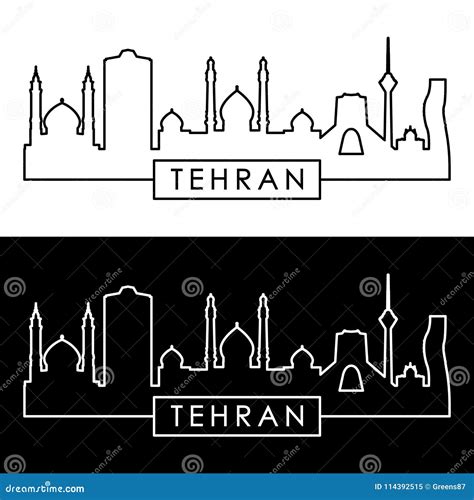 Tehran Skyline. Linear Style Stock Vector - Illustration of high, design: 114392515