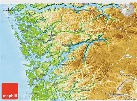 Physical 3D Map of Hordaland