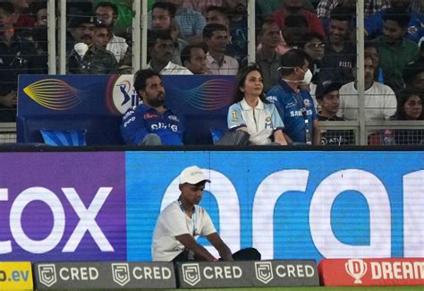 MI owners Nita Ambani and Akash Ambani watch the IPL 2023 match