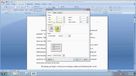 How To Set Page Setup In MS Word 2007 - YouTube