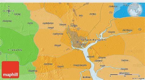 Political 3D Map of Rangoon