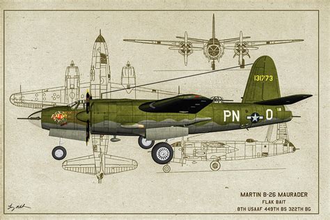 B-26 Flak Bait Profile Art Photograph by Tommy Anderson