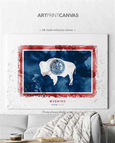 Wyoming Flag Canvas, Wyoming State Flag Print, Wyoming Flag Canvas Wall Art, State Flag on ...