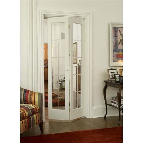 Pinecroft Optique 36-in x 80-in Unfinished Pine Wood 2-Panel Square Wood Pine Bifold Door ...