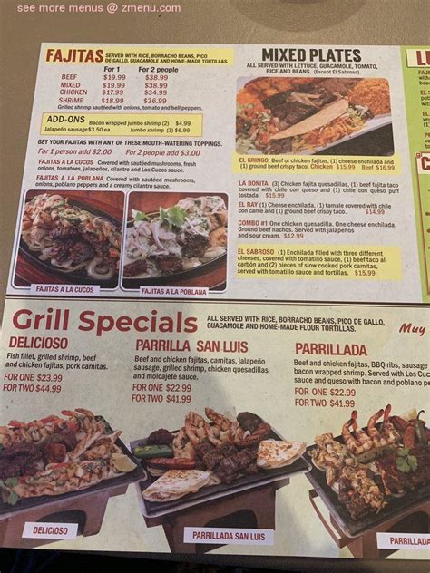 Menu at Los Cucos Mexican Cafe, Jersey Village, Northwest Fwy