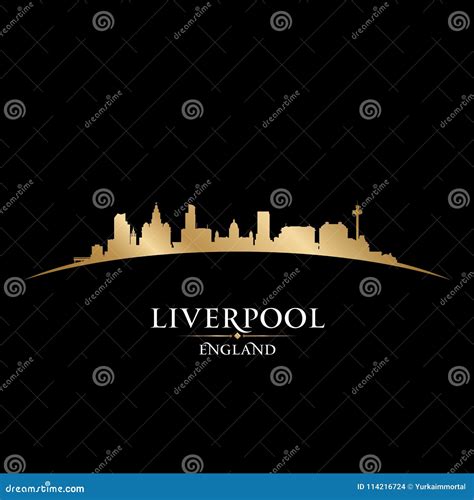 Liverpool England City Skyline Silhouette Black Background Stock Vector ...