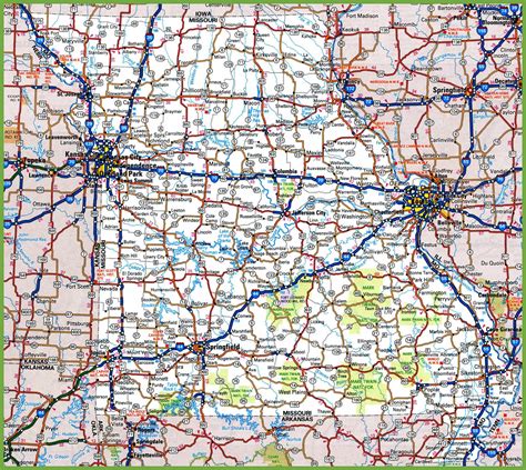 Missouri State Road Map Glossy Poster Picture Photo Banner | Etsy