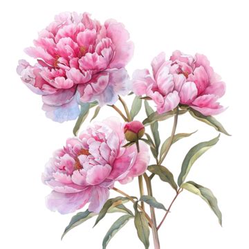 Watercolor Painting Of Pink Peony Flowers, Arts, Painting, Watercolor PNG Transparent Image and ...