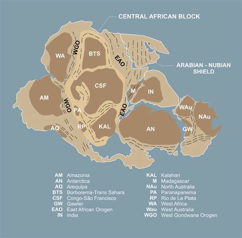 Reconstruction of the former supercontinent Gondwana showing the... | Download Scientific Diagram