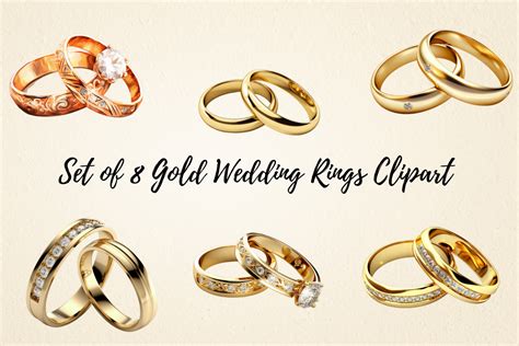 Gold Wedding Ring Clipart Bundle Graphic by pcudesigns · Creative Fabrica