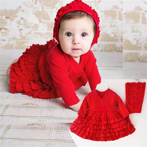 New Fall Baby Girl Layered Dress with Bernat Set Casual Cute Tiered Dresses Beach Style Infant ...