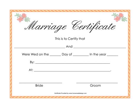 Template For Marriage Certificate