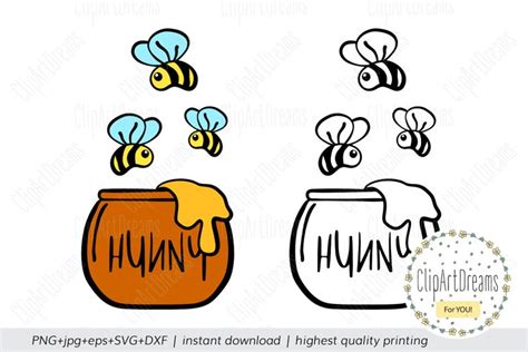 Honey Pot Winnie Bee SVG, Pooh Hunny Bee Baby SVG cut files