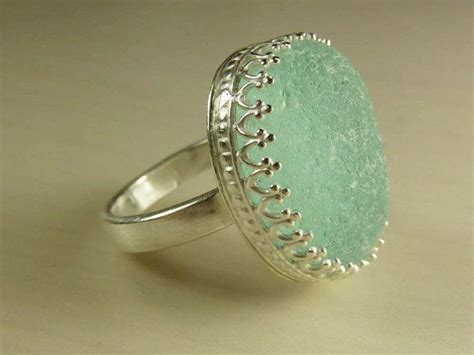 Amazing Glam Aqua Seaglass Ring | Etsy