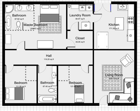 Floor plan Bathroom Laundry Room, Living Room Bedroom, Floor Plans, Flooring, How To Plan ...