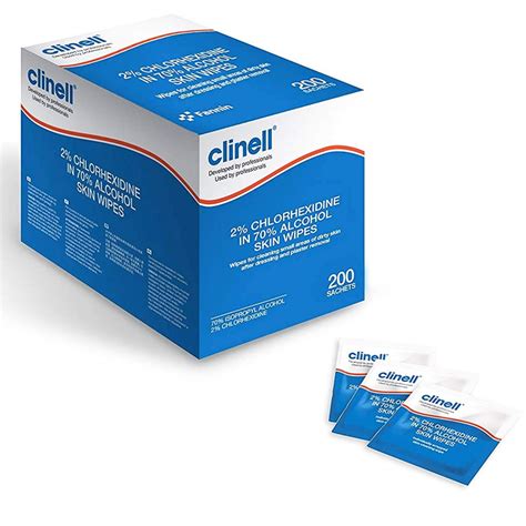 Clinell Alcoholic 2% Chlorhexidine Skin Wipes Pack 200