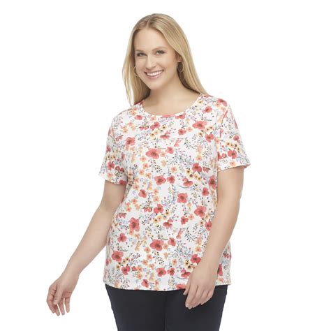 Basic Editions Women's Plus T-Shirt - Floral