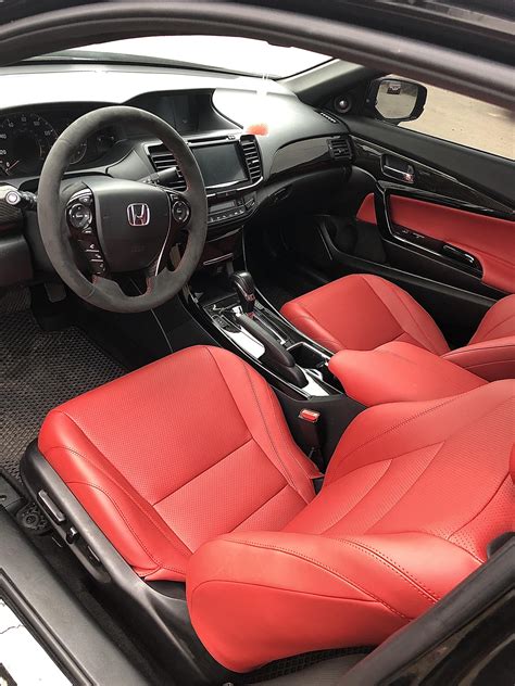 Got my 16’ Accord Coupe from shop with seats in red eco leather, alcantara wheel done, and some ...