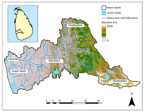 Kelani River Basin of Sri Lanka (only the mainstem, major tributaries ...