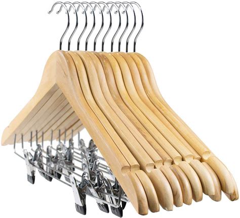 Tosnail 10-Pack Wooden Suit Hanger With Clips | Storables