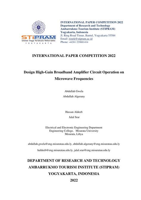 (PDF) Design High-Gain Broadband Amplifier Circuit Operation on ...