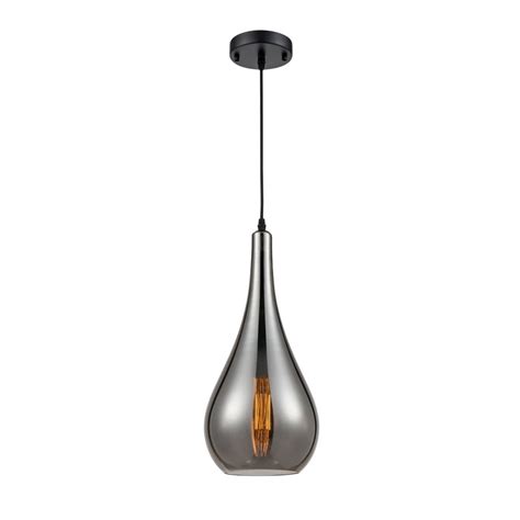 Single LED Ceiling Pendant in Black Finish with Smoked Glass Shade ...