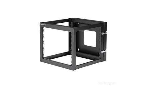 StarTech.com 4-Post 8U Hinged Wall-Mount Network Rack, 19" Open Frame ...