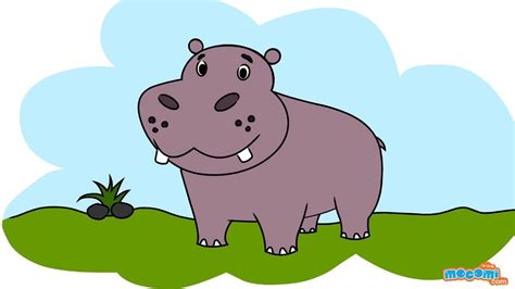 How to Draw a Hippo - Step By Step Drawing for Kids | Educational ...