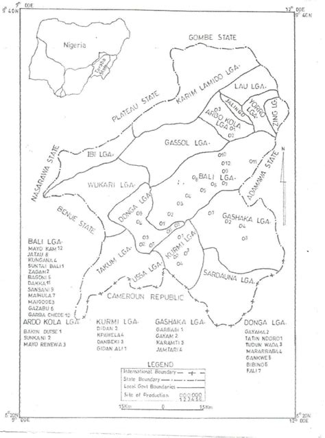 Map of Taraba State showing some Rosewood production SITES | Download Scientific Diagram