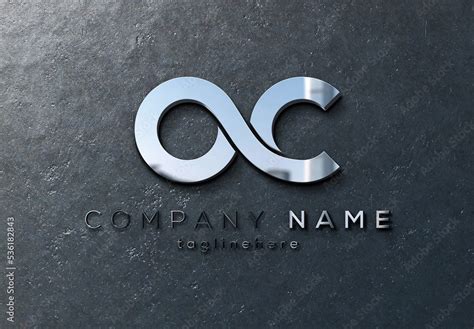 Glossy Metal Logo Mockup with 3D Reflection Effect on Metallic Wall ...