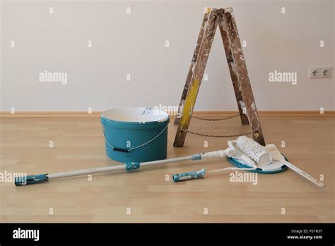 Tools of a painter on a construction site Stock Photo - Alamy