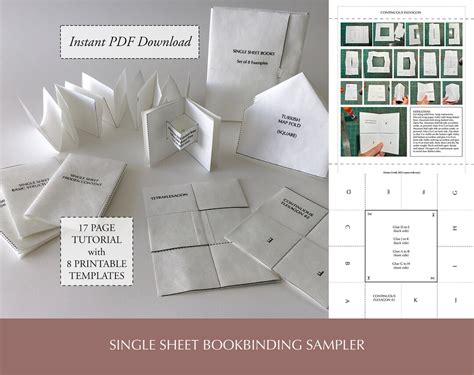 Bookbinding Tutorial, Printable Single Sheet Book Binding Kit, DIY ...