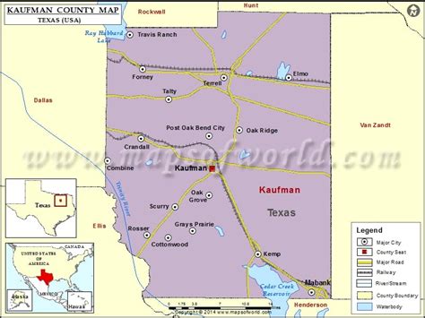 Kaufman County Map | Map of Kaufman County, Texas