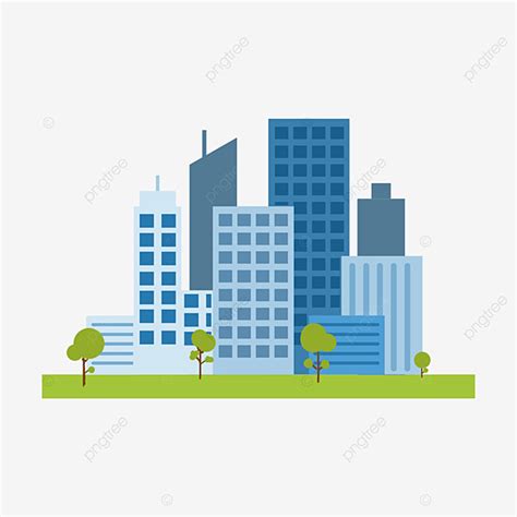 Commercial Building Clipart Hd PNG, Cartoon Colored Flat Commercial City Building Clipart ...